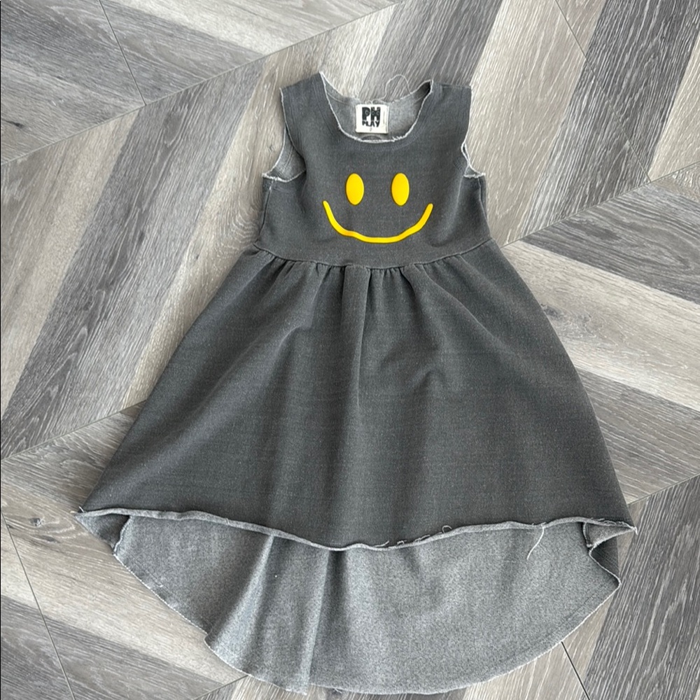 Gray Kids Dress with Yellow Smiley by